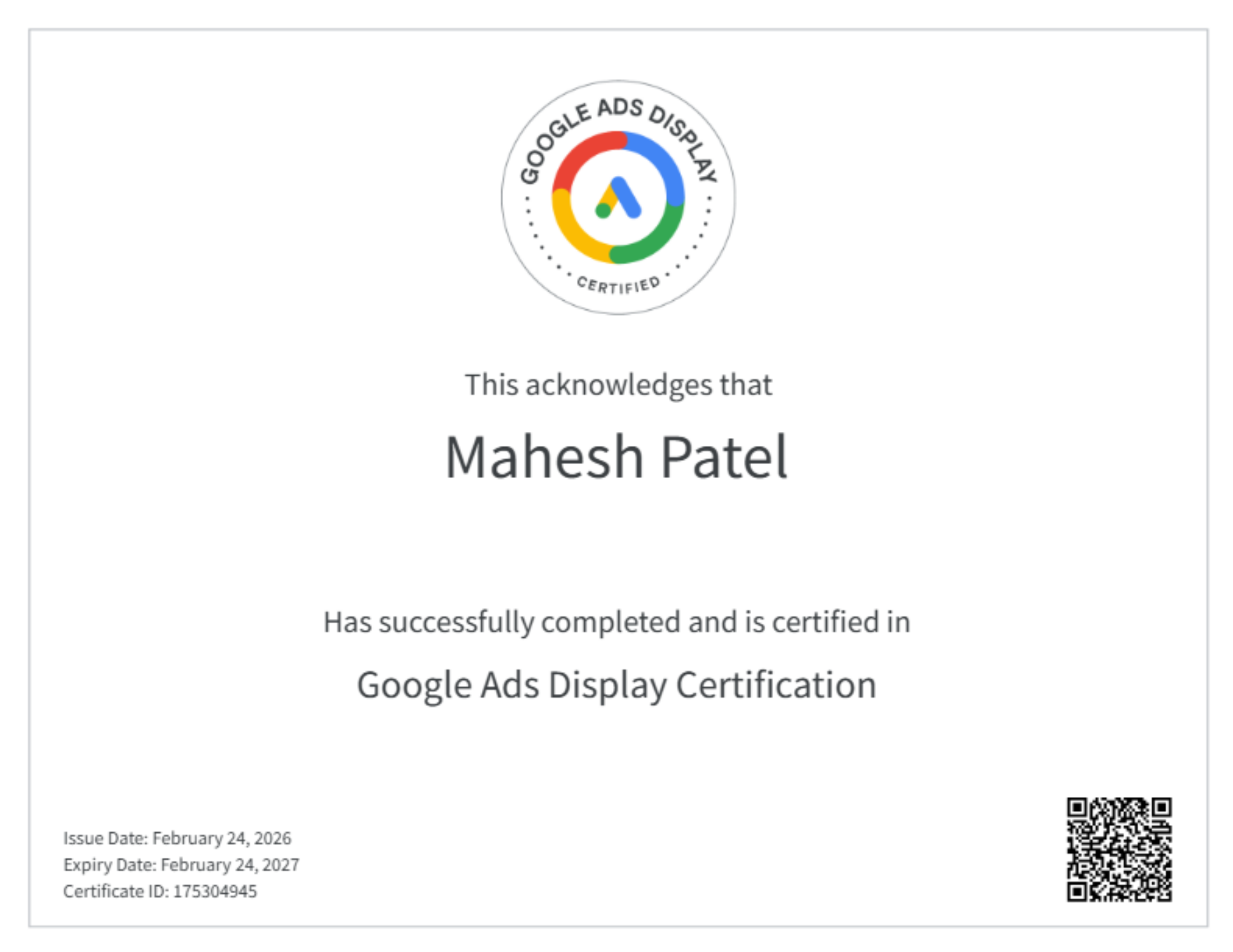 Google Ads Display Certification